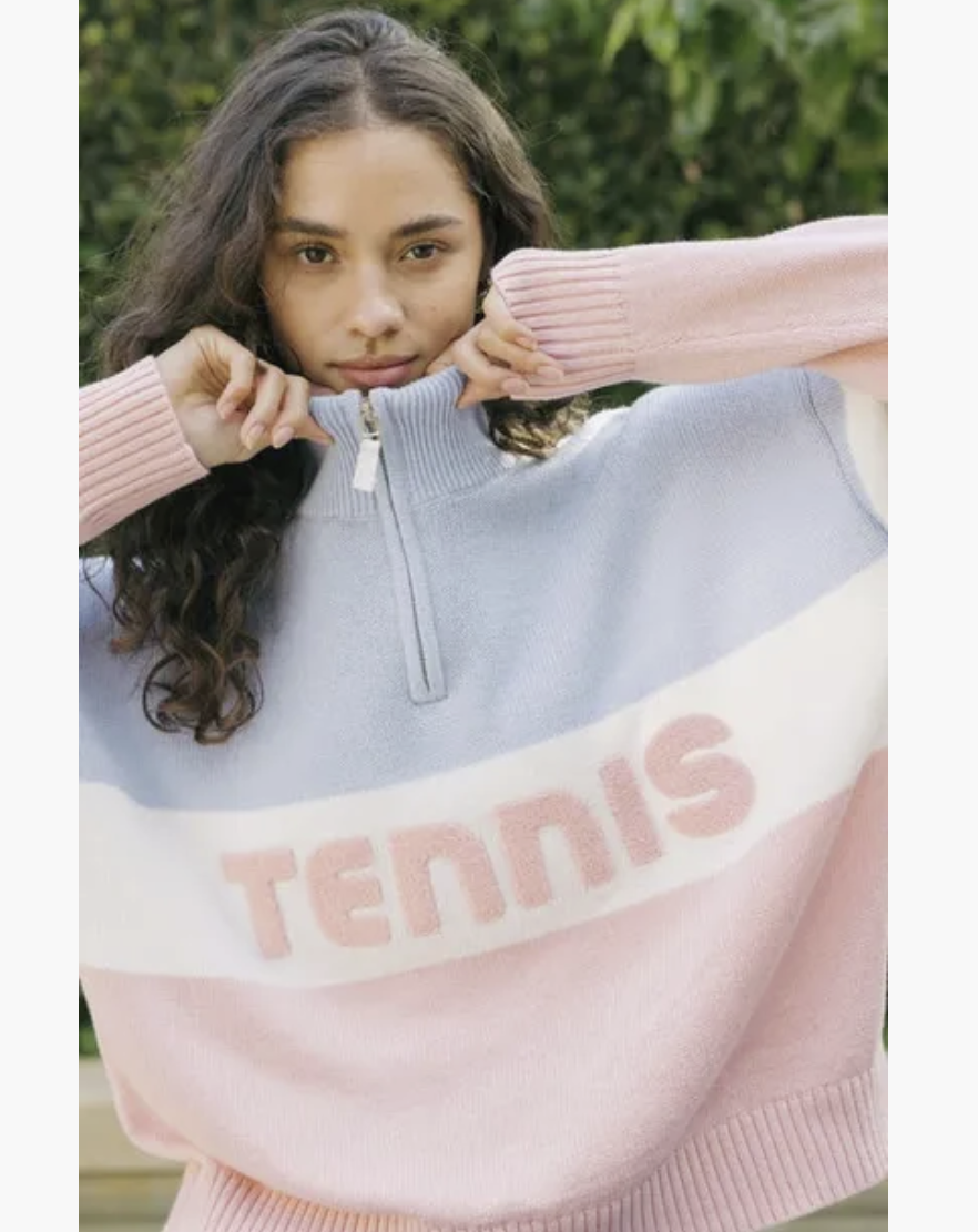 Madison Quarter-Zip Sweater Tennis Colorblock *LCC LOGO*